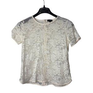 The Limited Ivory Cream Sheer Lace Top Size S Zip Back